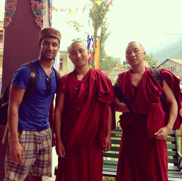 With monks outside the monastery